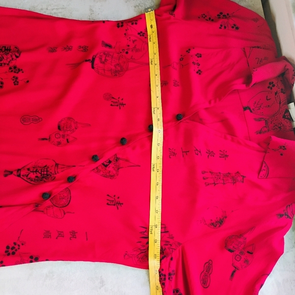 Soft Surroundings Wrap Top Womens Large Red Asian Oriental Pagoda Japanese - Picture 15 of 16